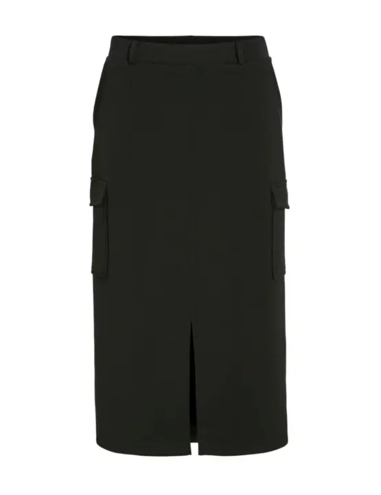 Falda cargo Vila Siffi midi negra de tela para mujer - 1