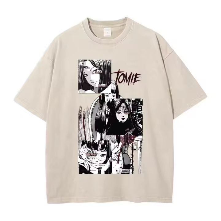 Camiseta De Algodón Lavada Anime Para Hombres Y2K Con Gráficos De cómicThriller Kawakami Tomie Estilo Hip Hop Streetwear Unisex - 1
