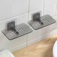 2pcs Soporte Para Jabón Transparente Y Sin Costuras Montado En La Pared Cristalino No Poroso Drenaje Soporte Para Jabón - details 1