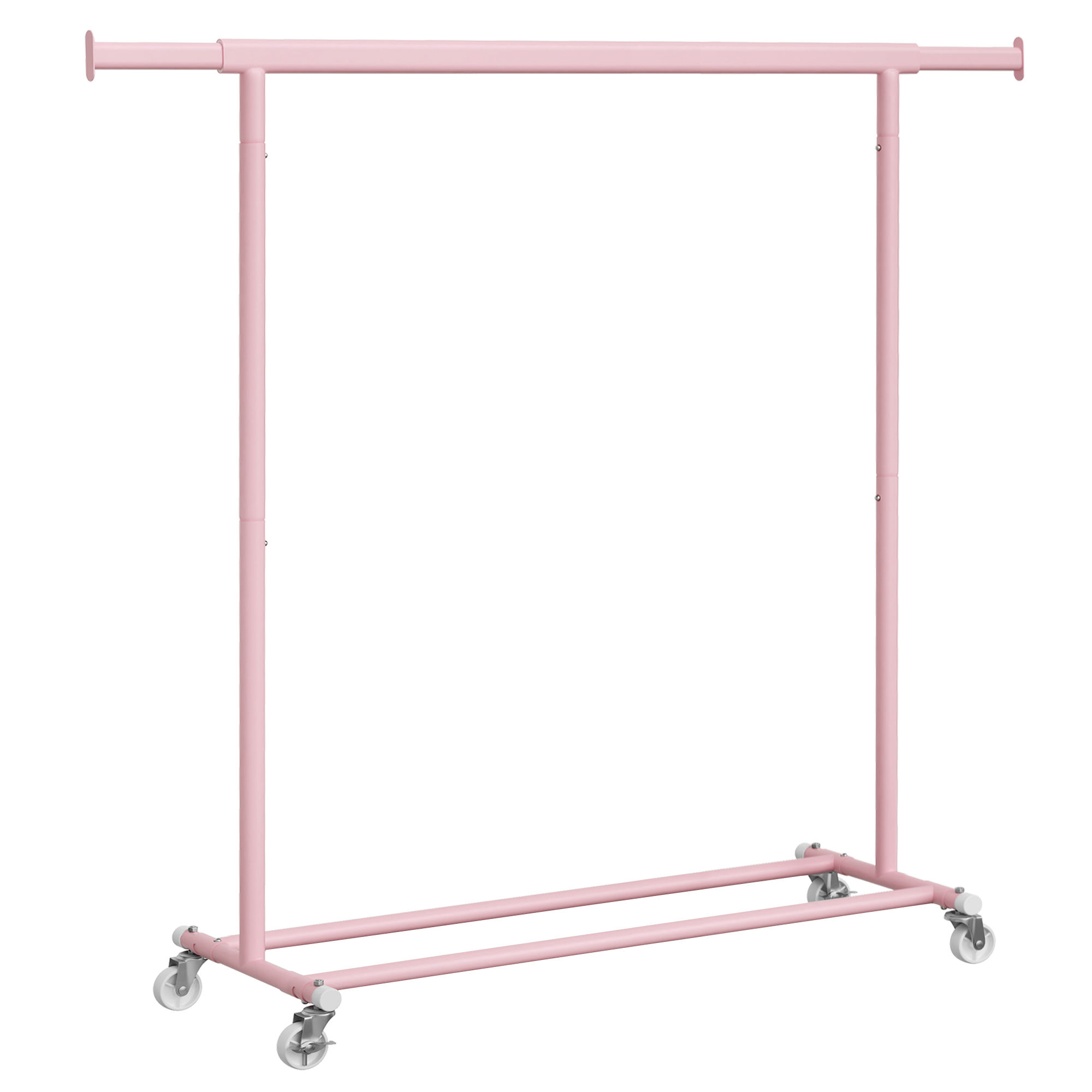 SONGMICS Burro Ropa con Ruedas, Perchero Burro Extensible con Carga Pesada, Capacidad de Carga Máx. de 90 kg, Fácil de Montar, Portátil, Blanco Clásico/Negro/Plata/Oro Pálido/Rosa Jalea/Gris Paloma