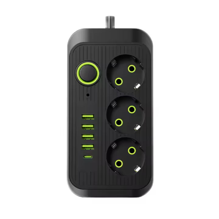 ZEY Cable De Extensión Eléctrico Enchufe Europeo con 3 Salidas de Corriente AC, 4 USB (1 Tipo C), Filtro de Red Alta Velocidad y Adaptador de Carga Rápida - 1