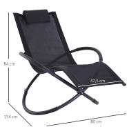 Outsunny Tumbona Mecedora de Jardín con Reposacabezas Extraíble Sillón Tumbona Ergonómica de Exterior Plegable Tela de Texteline para Patios Piscina al Aire Libre 154x80x84 cm - details 2