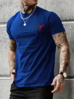 Camiseta De Algodón 100% Para Hombre Verano Con Estampado De Toro Cuello Redondo Manga Corta Casual Grande Y Suelta - details 3