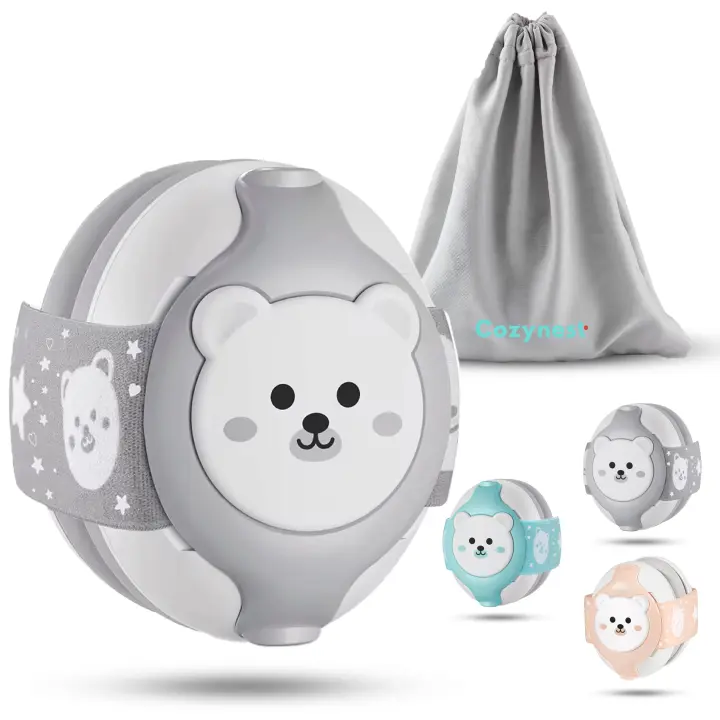 Cozynest-Cascos Antiruido para Bebés 0-36 Meses con Reducción de Ruido de 25dB, Diseño de Oso y Diadema Ajustable - Orejeras Antiruido con Bolsa de Transporte, Certificados CE, CPC y RoHS - 1