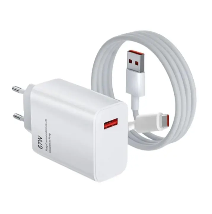 Cargador Original Completo para moviles Xiaomi con cable de 6A  de Carga Rapida y para Datos USB Tipo C. Color Blanco - 1