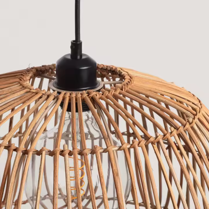 Ledkia Lámpara Colgante Ratán Anipe ILUZZIA Textil Negro - 1