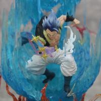 Figura De Acción Dragon Ball 28CM Ls Gogeta Kubei Fusión Super Saiyan Tres Cabezas Escultura Luminosa Modelo Estatua Adorno Regalo - details 17