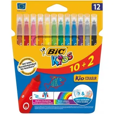 Estuche 12 rotuladores kid couleur punta media ultralavables bic     PERGAMINO - 1