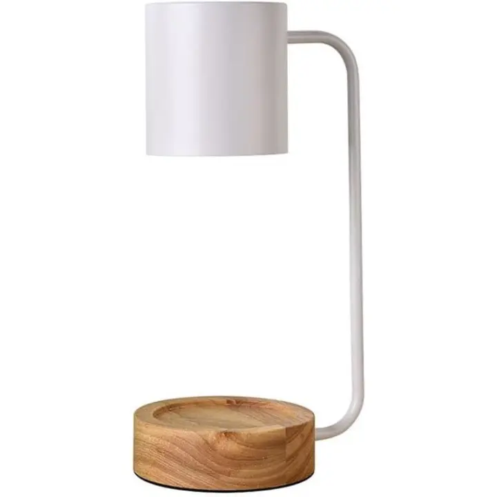 SOMY Lámpara de vela de aromaterapia de madera conmutable regulable, calentador de velas eléctrico sin llama, vela de fusión hacia arriba y hacia abajo para decoración del hogar (color: blanco) Lámpara - 1
