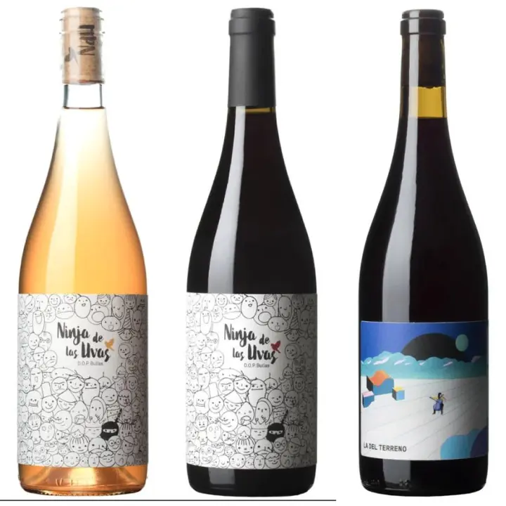 VINOS TINTO/BLANCO PACK 3 BOTELLAS:1x La del Terreno + 1x Ninja de las Uvas + 1x Ninja de las Uvas ORANGE Vinos artesanos sin aditivos, por Julia Casado. Pequeños viñedos de montaña cultivados a mano y sin agroquímicos. - 1