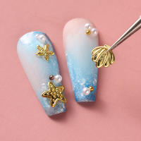 6Grillas De Lujo Para Uñas Con Encantos De Océano Con Delfín Y Estrella De Mar Diseño De Hawaii Figuras De Metal Dorado Accesorios De Arte De Manicura - details 5