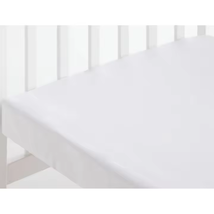 Sábana Bajera Cuna Blanca 100% Algodón. 60x120 cm. Suave, Confortable, Ajustable. Guardería, Cole, Dormitorio. Colchón - 1