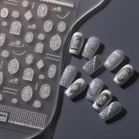 Pegatinas De Uñas 5D Retro Doradas Con Diseño De Encaje Rosa Blanca Y Florales Adhesivas Autocollantes Para Decoración De Uñas - details 10