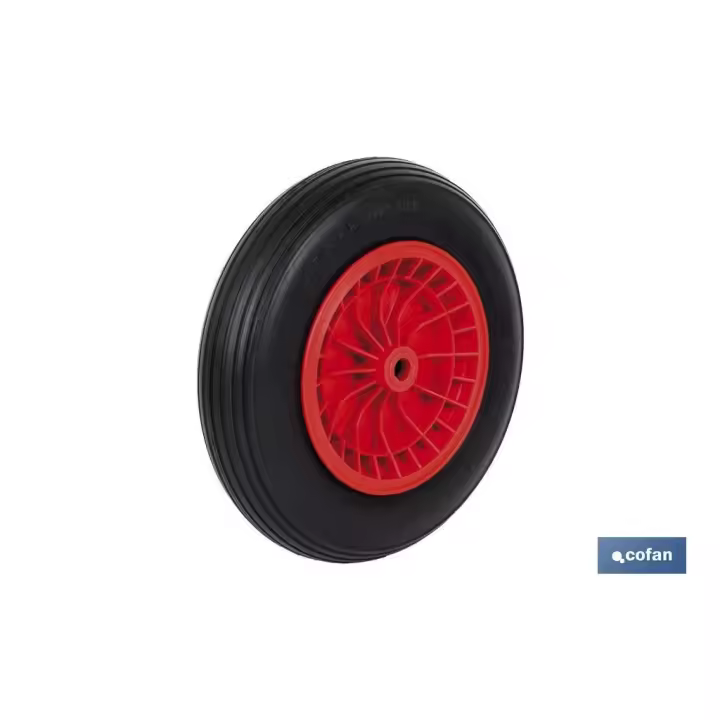 COFAN - Rueda para carretilla de obra con rodamiento | Fabricada con llanta de ABS impinchable | Para pesos de hasta 120 kg - 1