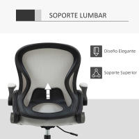 Vinsetto Silla de Dibujo Giratoria Silla de Escritorio Silla Alta con Respaldo Medio Soporte Lumbar Reposabrazos Abatibles Altura Ajustable Carga 120 kg 59x65x102-122 cm - details 2