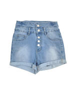 Shorts De Mezclilla De Alta Cintura Para Mujer Estilo Elegante Con Botones Versátiles Y Ajustados Para Cada Temporada - details 5