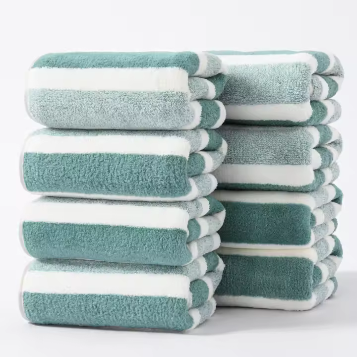 Toalla De Baño De Microfibra Absorbente Y Secado rápido Con Rayas Suaves 1 UNIDS Rectangular Máquina Lavable Para El Baño - 1