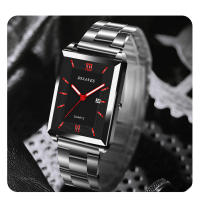Reloj De Pulsera De Cuarzo Para Hombre Estilo Fashion Y Casual Material De Correa De Cuero Y Acero Inoxidable Rectangular Reloj De Mano Luminosa Fecha Completa Resistente Al Agua - details 11