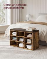 Banco zapatero con asiento acolchado, 9 compartimientos y estantes ajustables, ideal para entrada y sala de estar, disponible en blanco o marrón rústico - details 8