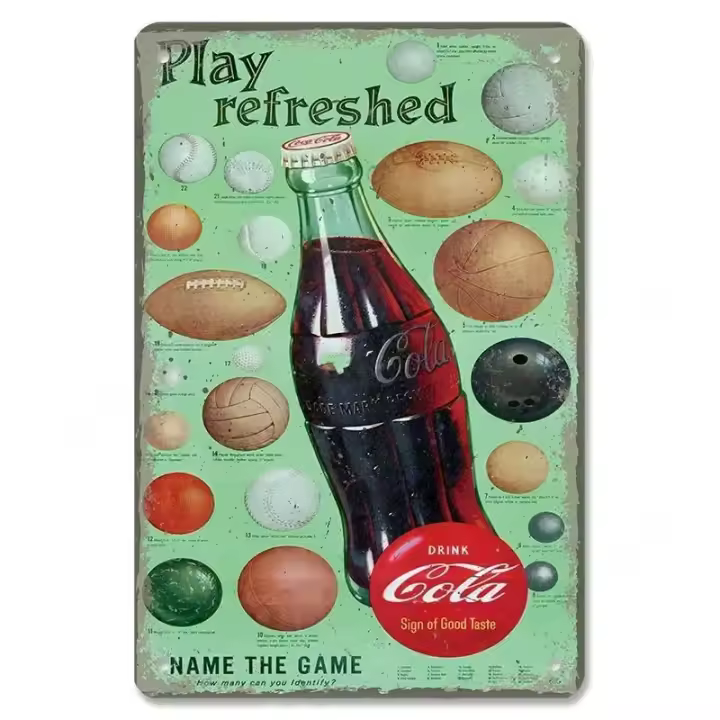 Poster De Refrescos Cola En Metal Estilo Vintage Para Decoración De Barra Pub Club Restaurante Imagen De Botellas De Cola - 1