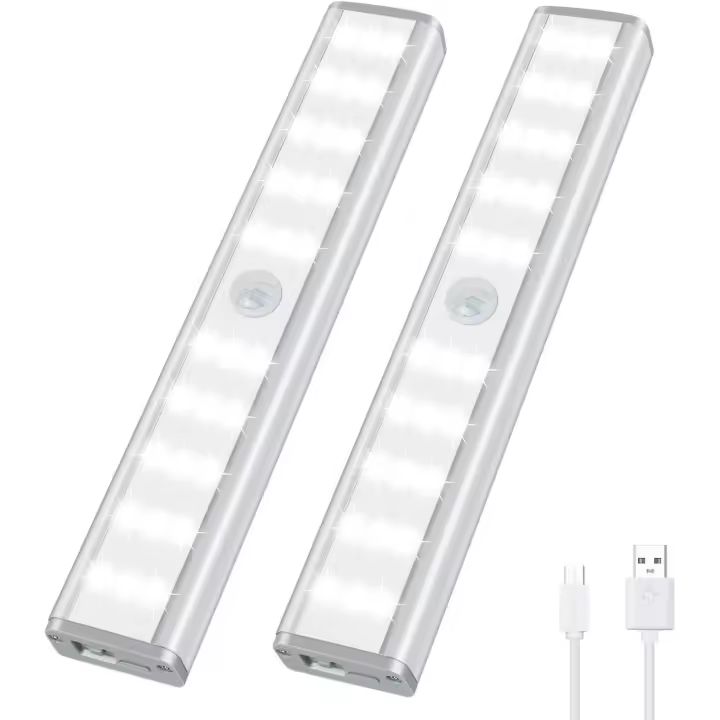 Luz de armario con sensor de movimiento 30 luces LED con sensor de movimiento 3 niveles de brillo 2piezas - 1