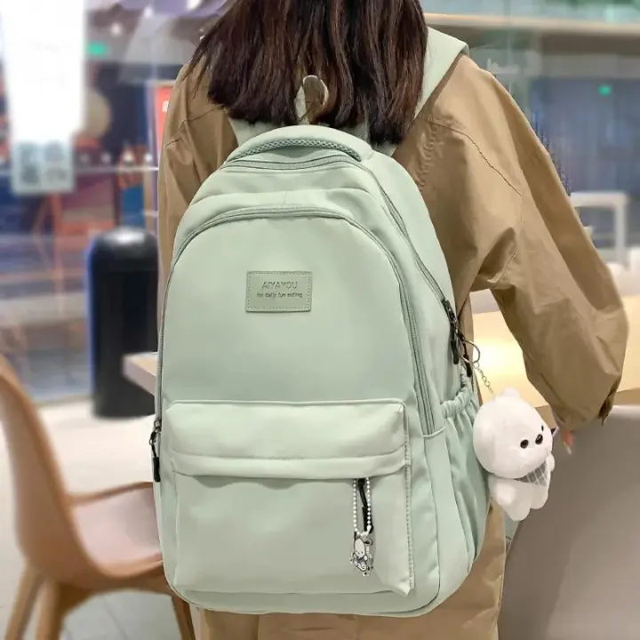 Mochila de nailon impermeable para adolescentes, mochila de moda para chicas, bolso de hombro para mujeres, mochila escolar negra para escuela secundaria - 1