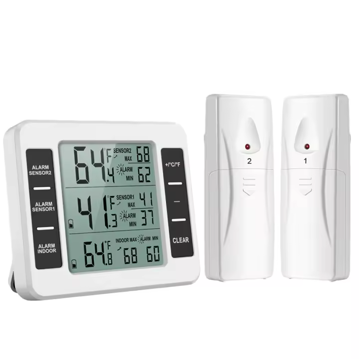 Termómetro De Nevera Inalámbrico Monitor De Temperatura Interior Exterior Con Alarma Auditiva Medidor De Temperatura Para Congelador Cocina Hogar - 1