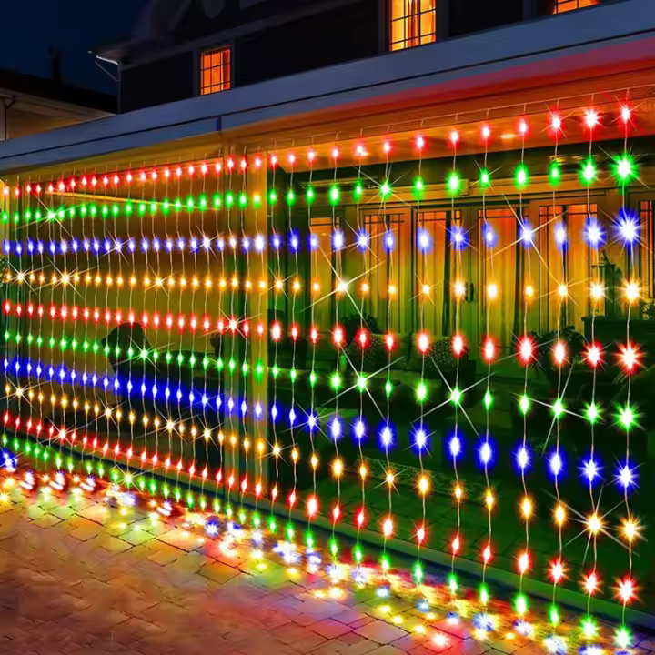Luz De Cortina Solar 3x3M Para Exterior Cadena De Luces Faeir De Jardín Patio Pabellón Decoración De Boda Fiesta Navidad - 1