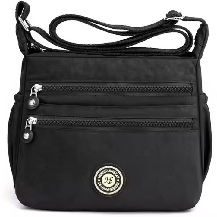 Bolso bandolera de Lona para Mujer, type Mensajero, type cartera, para el Tiempo Libre (Negro) - 1