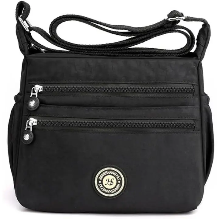 Bolso bandolera de Lona para Mujer, type Mensajero, type cartera, para el Tiempo Libre (Negro) - 1