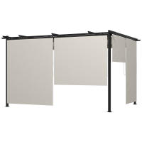 Outsunny Pérgola de Jardín 4x3 m Cenador para Exterior con Techo Retráctil 4 Cortinas Enrollables de Poliéster y Marco de Metal para Patio Terraza - details 0