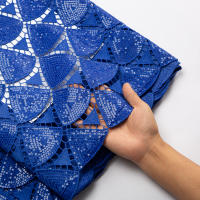 Tela De Encaje Africano Guipure Con Lentejuelas Soluble En Agua Para Mujer Vestidos De Boda Y Fiesta TY3607 100% Poliéster 120CM - details 17