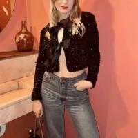 Blusa Larga De Manga Con Lentejuelas Para Mujer Estilo Europeo Y Americano Para Fiestas Y Banquetes Primavera/Otoño - details 9