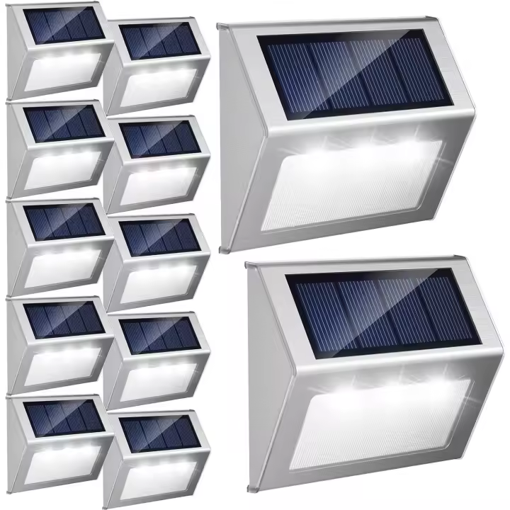 Luces Solares para Exterior, paquete de 12 Luces Solares para Cercas, Luces para cubertas, iluminación solar impermeable para Exterior para Jardín, patio, Escalera, poste de barandilla de par, Luz fría - 1
