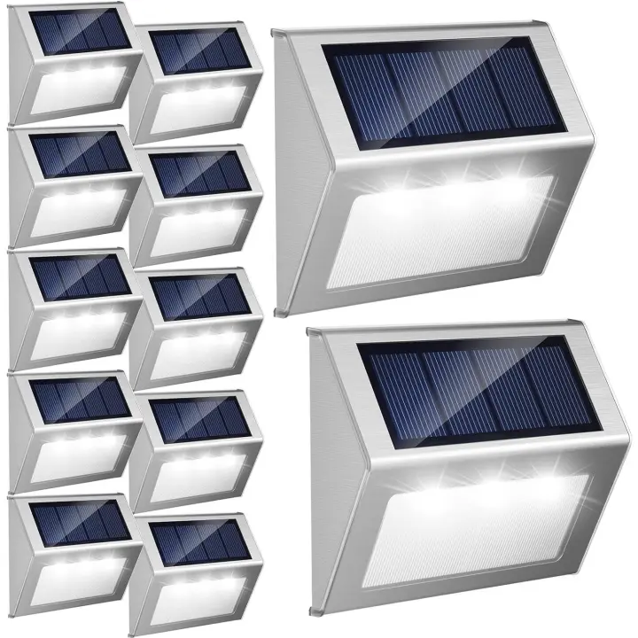 Luces Solares para Exterior, paquete de 12 Luces Solares para Cercas, Luces para cubertas, iluminación solar impermeable para Exterior para Jardín, patio, Escalera, poste de barandilla de par, Luz fría - 1