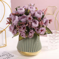 Decorativo Mini Peonía Artificial Para Centro De Mesa Y Boda Bouquet De Flores Sintéticas Vintage Para Exhibición En El Hogar - details 2