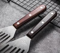 Espátula para pescado, paquete de 2 espátulas de metal de acero inoxidable grandes y pequeñas, espátula ranurada para cocinar, voltear, dar vuelta, freír y asar. - details 4
