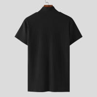 Camiseta De Hombre 2024 Knitted Vuelta En V Color Sólido Verano Estilo Casual Camiseta De Moda Streetwear Manga Corta Tallas S-5XL INCERUN - details 5
