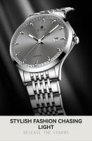 Reloj De Cuarzo Para Hombre RUIGE Acero Inoxidable Impermeable Con Calendario Y Luz Nocturna Estilo Versátil Moda B2-2 - details 0