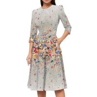 Vestido Para Mujer Traf 2024 De Manga 3/4 Casual Y Elegante Con Bolsillo Y Cierre Trasero Vestido Femenino De Organza Mid-calf Para Todas Las Temporadas - details 5