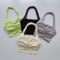 Sujetador Deportivo De Verano Para Mujer Con Padded Y Cuello Colgante Estilo Elegante Y Lujo Ligero Diseño Único De Pliegues En La Espalda - details 0