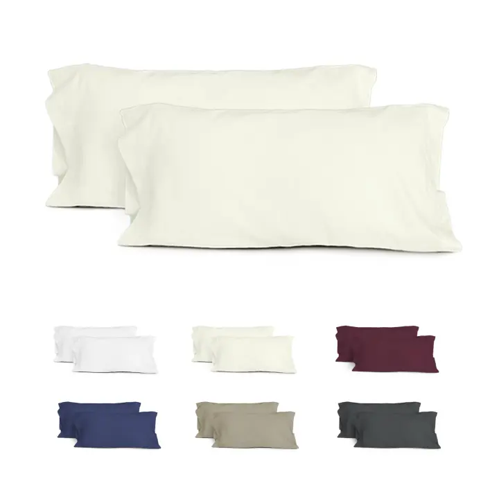 Juego de 2 Fundas Almohada para Cama- Funda Almohada Larga , Poliéster Transpirable y Suave, Abiertos por los lados. - 1