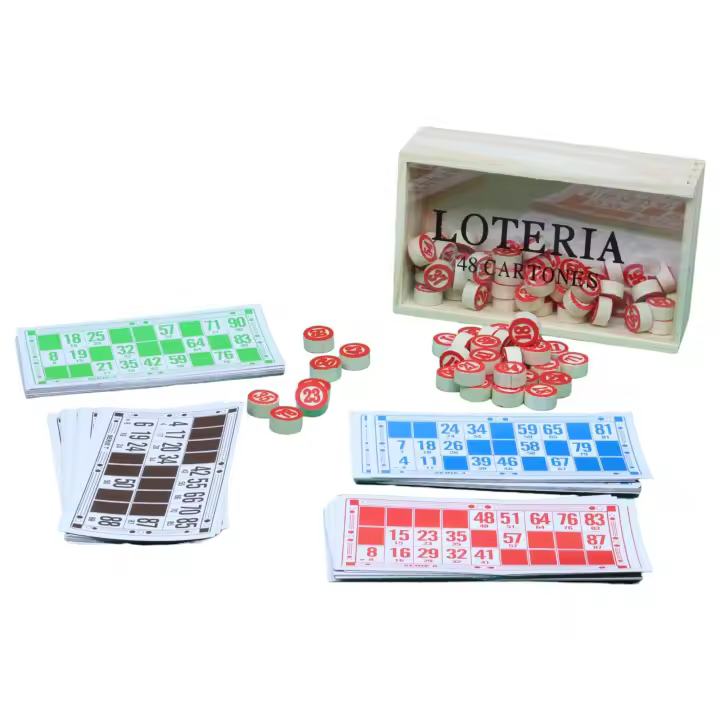 Geshop Set Fichas Bingo Lotería Divertida – Juego de Piezas Madera para Bingo Portátil con Alta Relación Calidad- Precio, ¡Diviértete y Gana! - 1