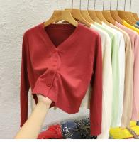 Nueva Chaqueta De Punto Negra Estilo Coreano Con Cuello En V Manga Larga Casual Para Mujer Otoño 2026 Top Sólido Cierre Único - details 12