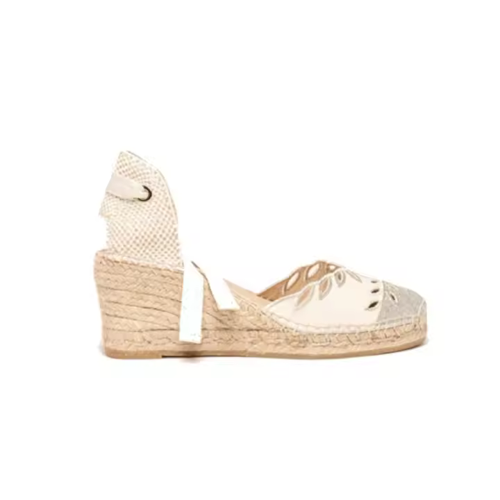 Alhamas A7037LOC Alpargatas con cuña Romero para mujer en plateado de piel - 1