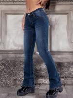 Nuevas Jeans Para Mujer Cintura Alta Slim Fit Pantalones Flared Cómodos De Terciopelo Y Algodón Con Estiramiento Medio Casual - details 1