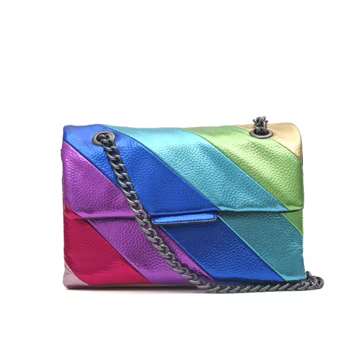 Bolso De Hombro Pequeño Para Mujer En PU Sintético De Color Arcoíris Metálico Con Cadena De Metal Y Cierre Magnético Estilo Diario - 1