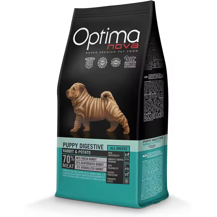 Pienso para Perros Optima Nova Puppy Digestive 12 Kg. Grain Free Conejo y Patatas - 1
