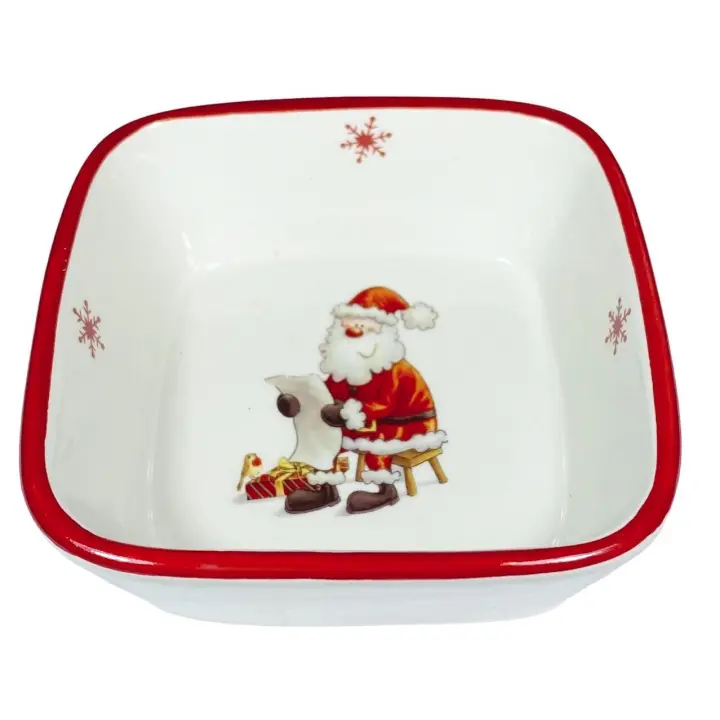 CM - Juego de Vajilla Cerámica de Navidad Menaje de Mesa Vajilla Navideña: Plato, Entremesera, Bandeja, Cuenco, cuchara, Tartera, Aceitera, Vinagrera, Saleros, Pimientero, Azucarero, Campana... - 1