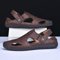 Sandalias De Verano Hechas a Mano Para Hombre Zapatos De Cuero Transpirables Antideslizantes Para Playa Y Exteriores Moda Casual Talla Verdadera - details 19